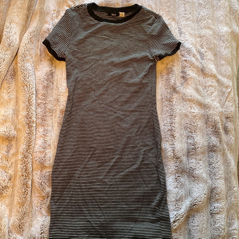 Bodycon black and white striped BDG dress in medium like new